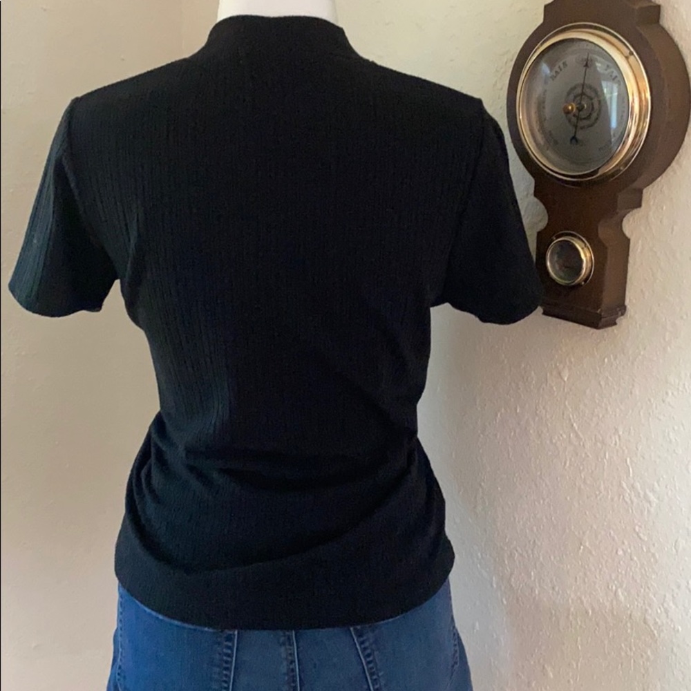 Black Mock-Neck Ribbed Tee - Picture 3 of 3